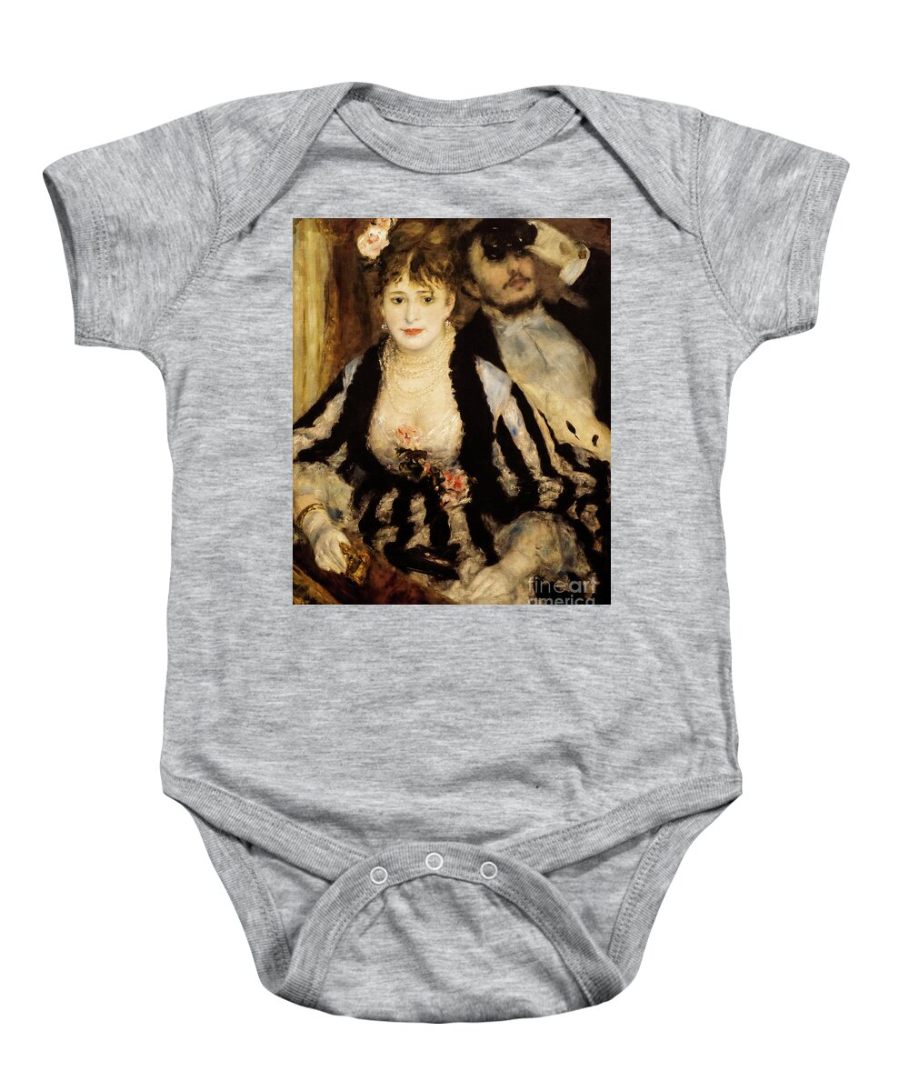 The Theatre Box Baby Onesie featuring the painting The Theatre Box by Renoir by Auguste Renoir