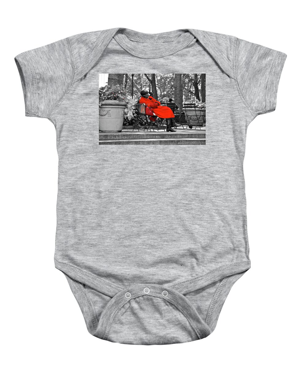Lady Baby Onesie featuring the photograph Lady in red by Giorgio Tuscani