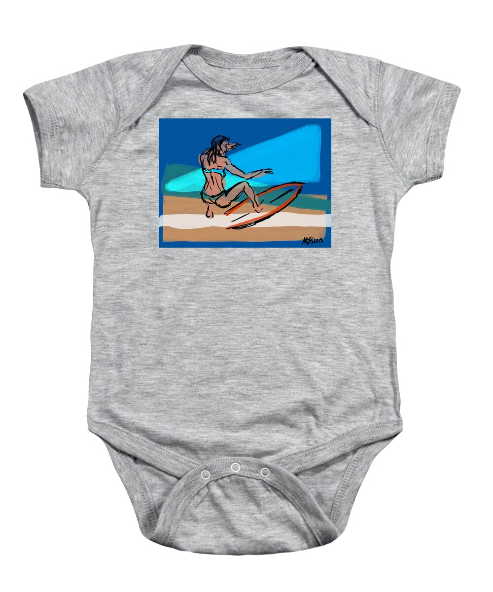 Surfing Baby Onesie featuring the digital art Lets Go Surfing Now by Michael Kallstrom