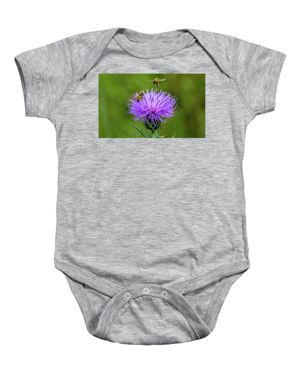 Honey Bees Baby Onesie featuring the photograph Let's Make Some Honey by Marcy Wielfaert