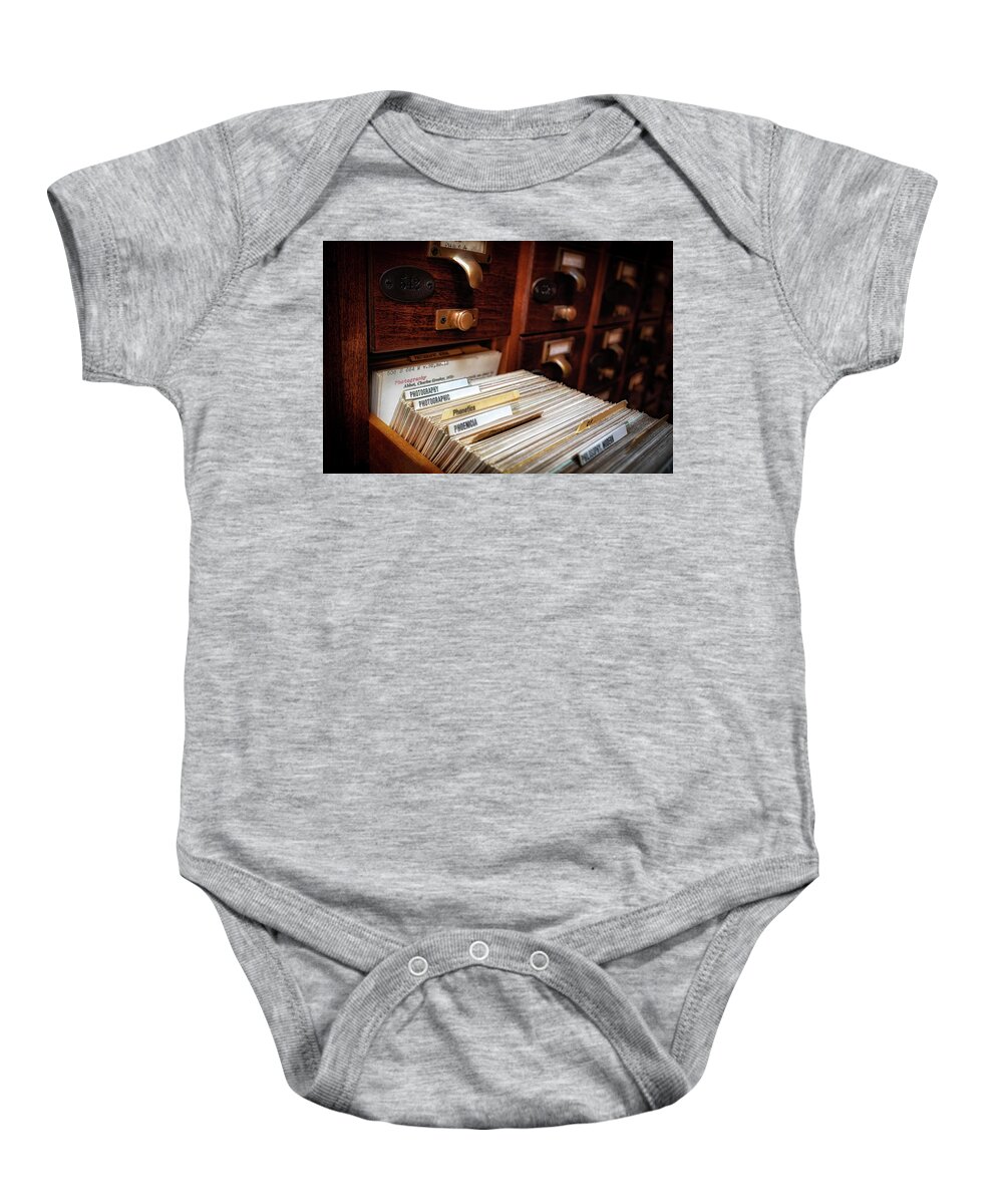Bookworm Baby Onesie featuring the photograph Library Catalogue by C Renee Martin