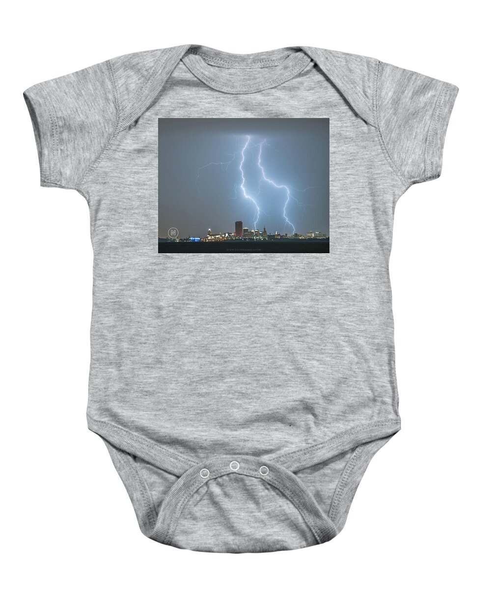 2018 Baby Onesie featuring the photograph Lightning Over Buffalo NY by Dave Niedbala