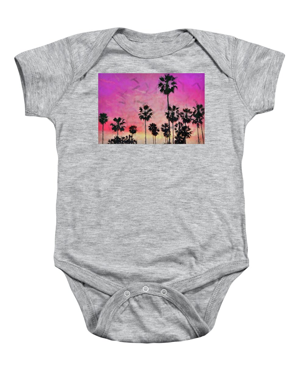 Los Angeles Baby Onesie featuring the painting Los Angeles, Venice Beach - 05 by AM FineArtPrints