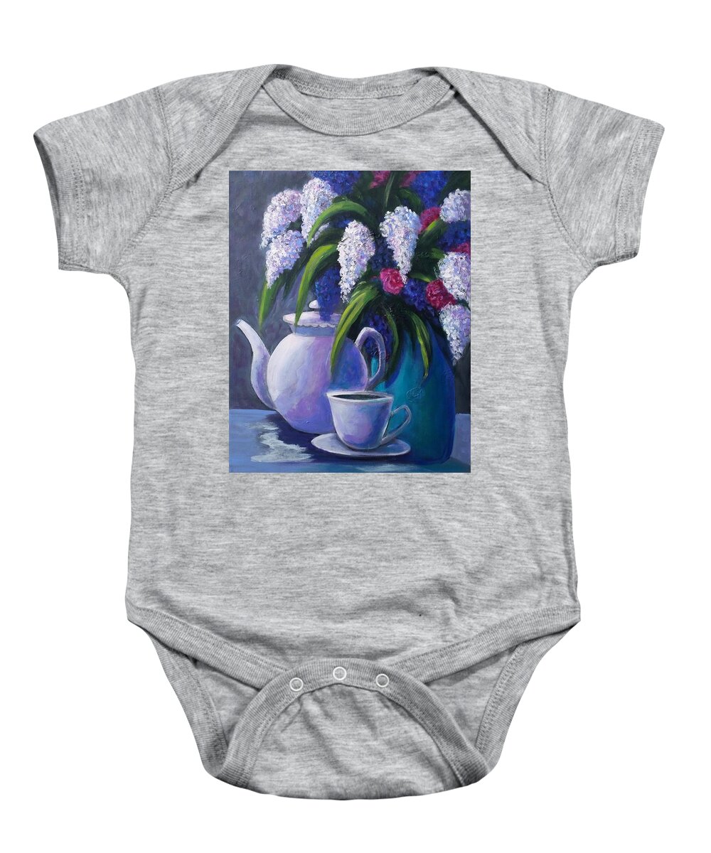 Floral Baby Onesie featuring the painting Lovely Lilacs by Rosie Sherman