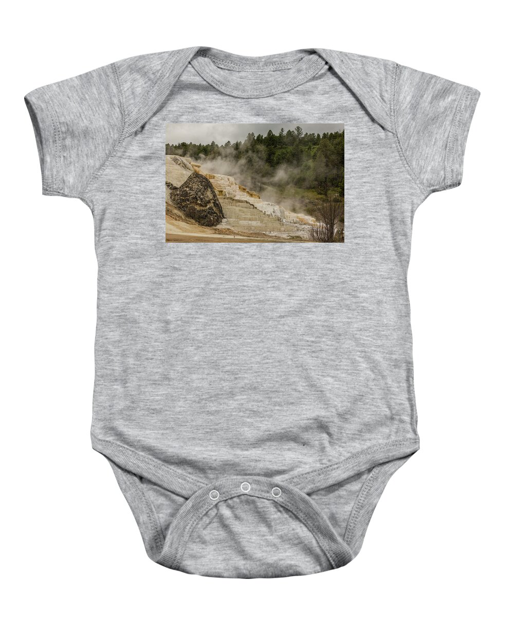 Mammoth Hot Springs Baby Onesie featuring the photograph Mammoth Hot Springs, Yellowstone National Park by Julieta Belmont
