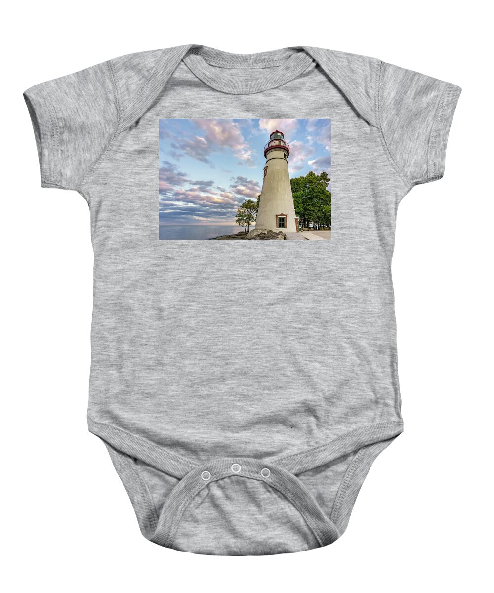 America Baby Onesie featuring the photograph Marblehead Lighthouse by Marianne Campolongo