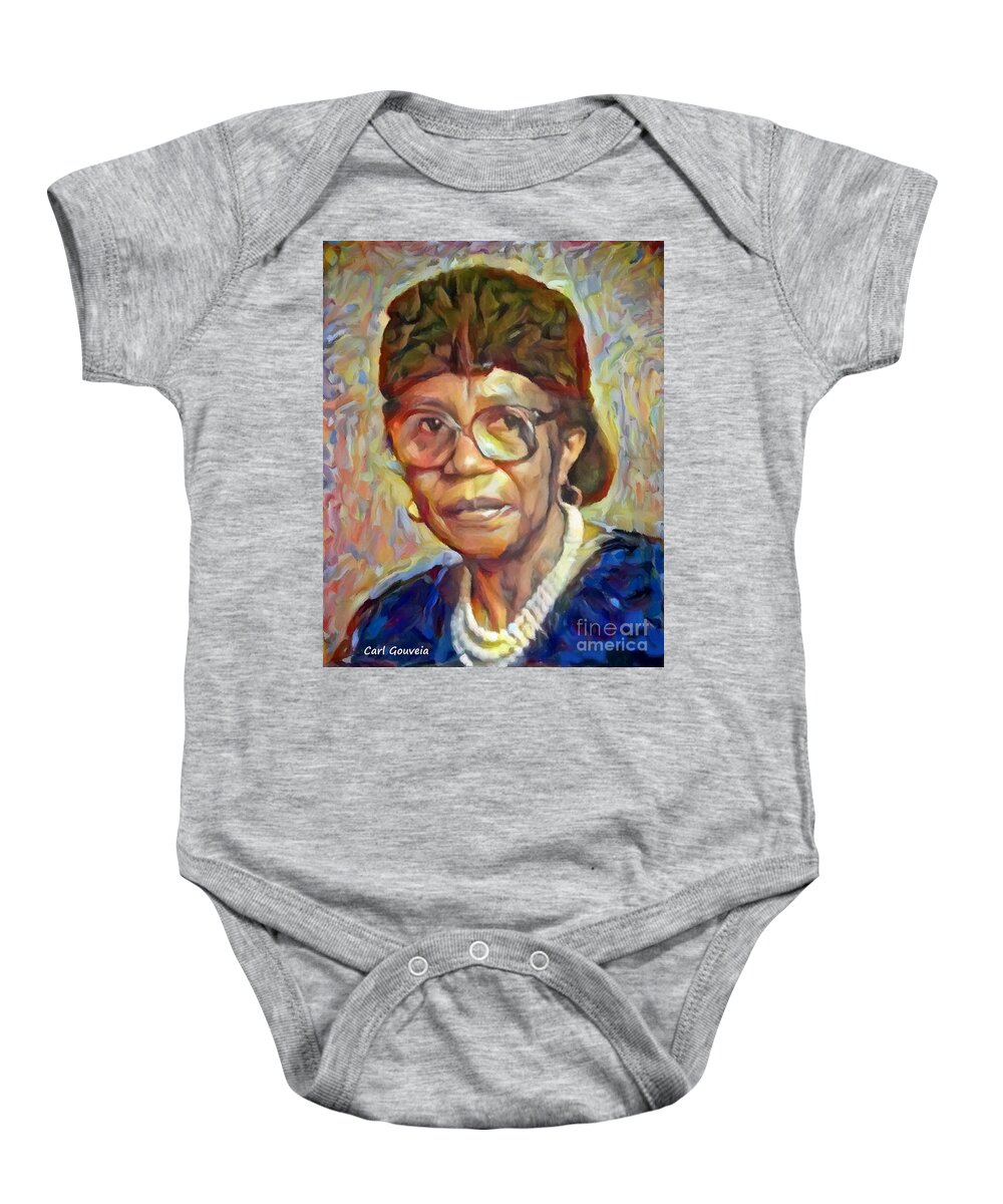  Portraits Baby Onesie featuring the painting Mata by Carl Gouveia