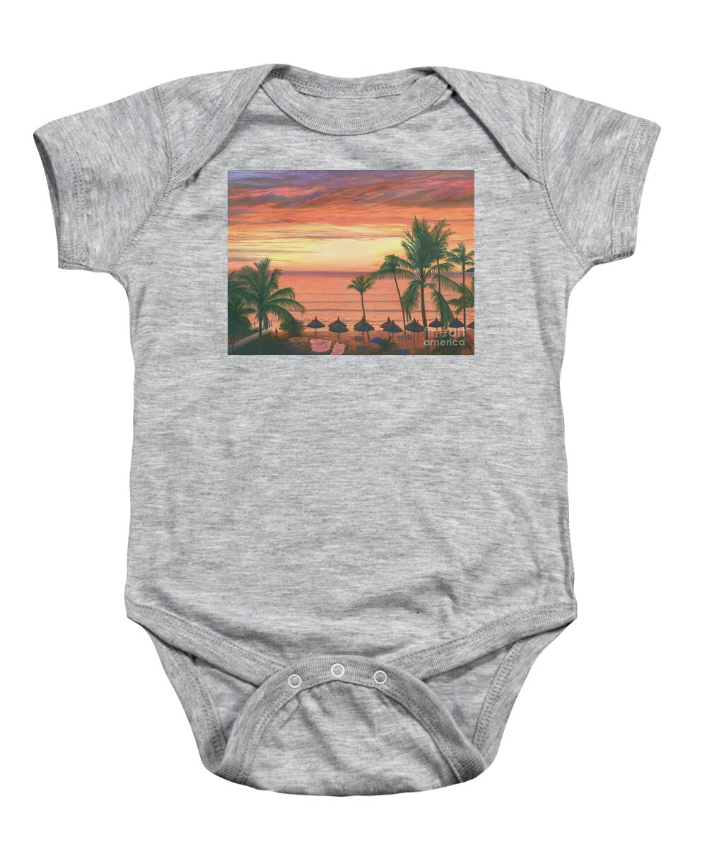 Beach Baby Onesie featuring the painting Mazatlan Sunset by Aicy Karbstein