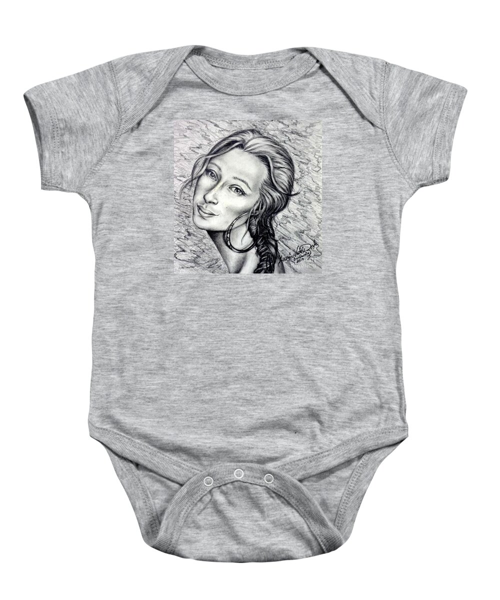 Faces Baby Onesie featuring the drawing Medusa Before by Georgia Doyle