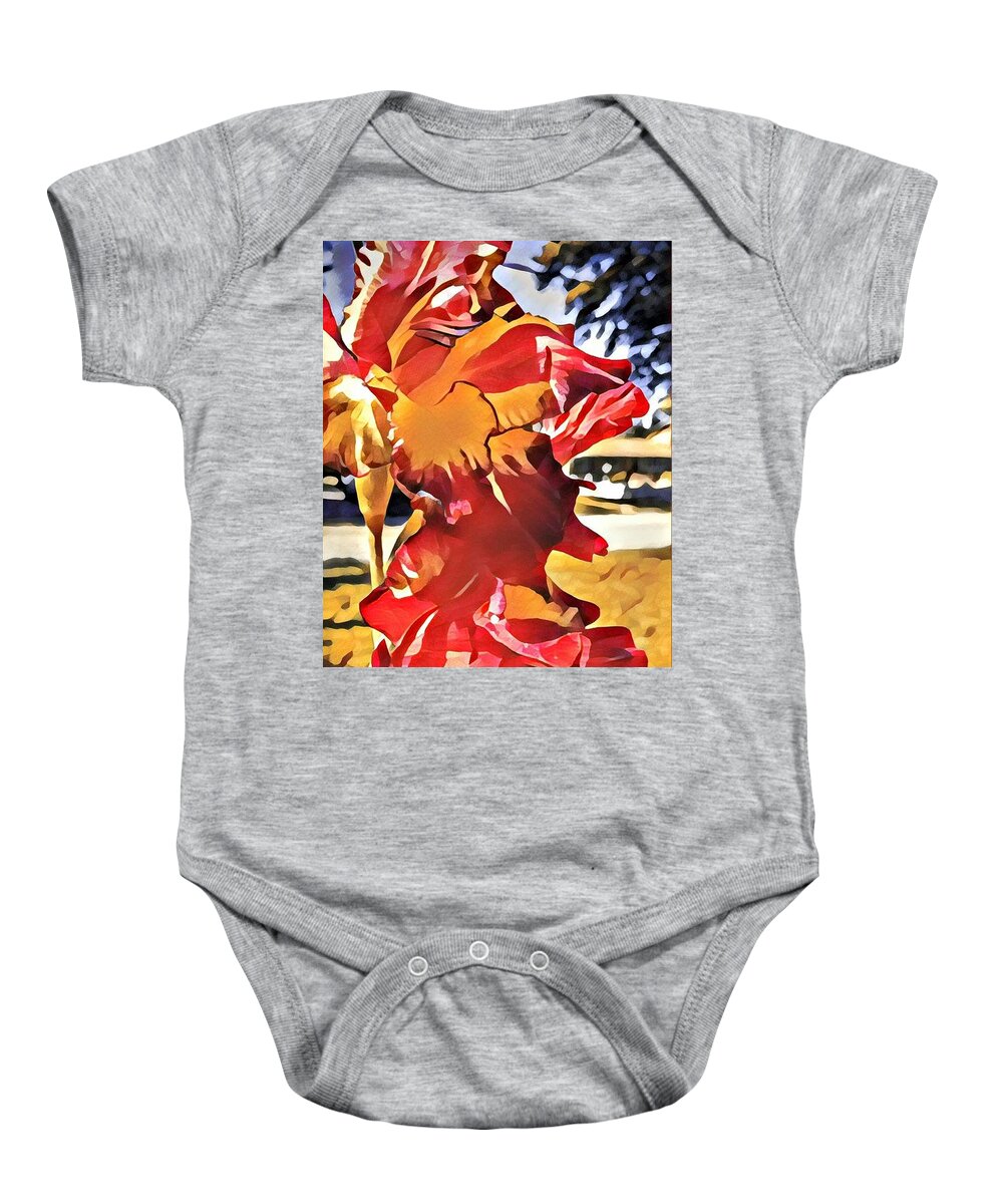 Midcentury Baby Onesie featuring the digital art Midcentury Floral Print 001 by Christopher Lotito