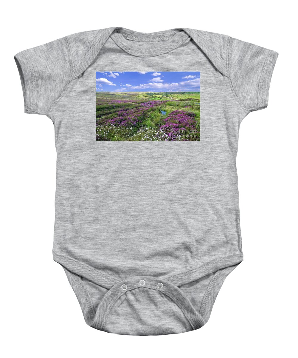 Yorkshire Moors Baby Onesie featuring the photograph Moorland Heather and Cottongrass by Martyn Arnold