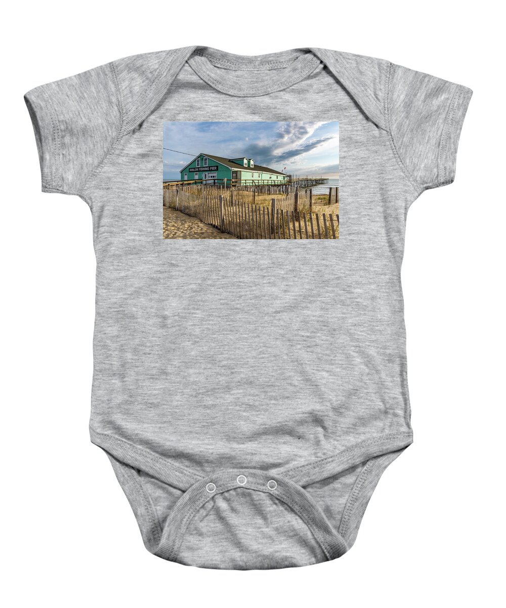 Ocean Baby Onesie featuring the photograph Morning at Avalon Pier 2 by Donna Twiford