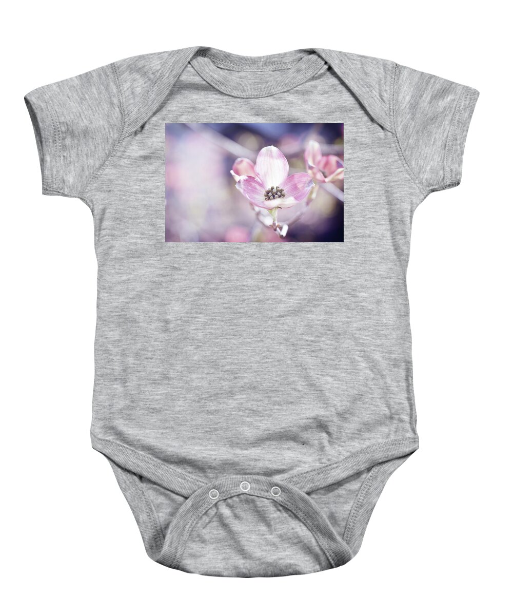 Pink Dogwood Flower Baby Onesie featuring the photograph Morning Dogwood by Michelle Wermuth