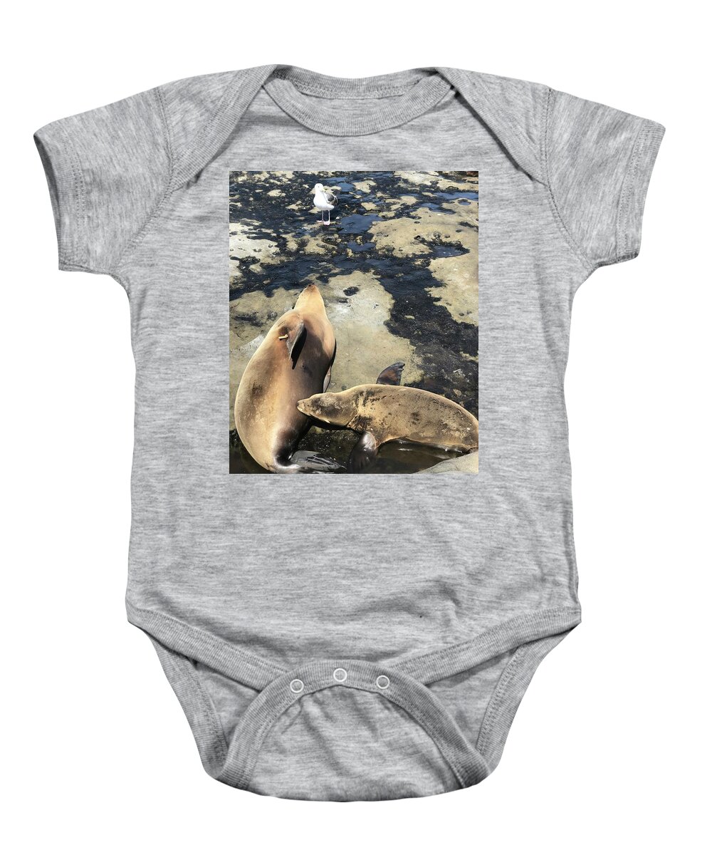 Sea Lions Baby Onesie featuring the photograph Mother and Child by Lauren Serene
