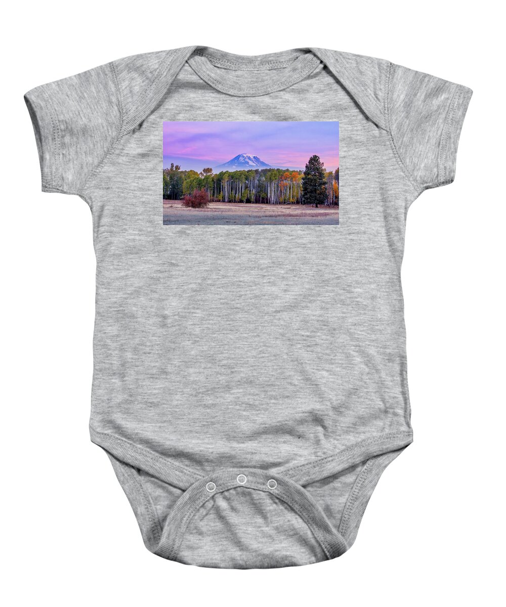 Mount Adams Sunrise Baby Onesie featuring the photograph Mount Adams Sunrise 2 by Lynn Hopwood