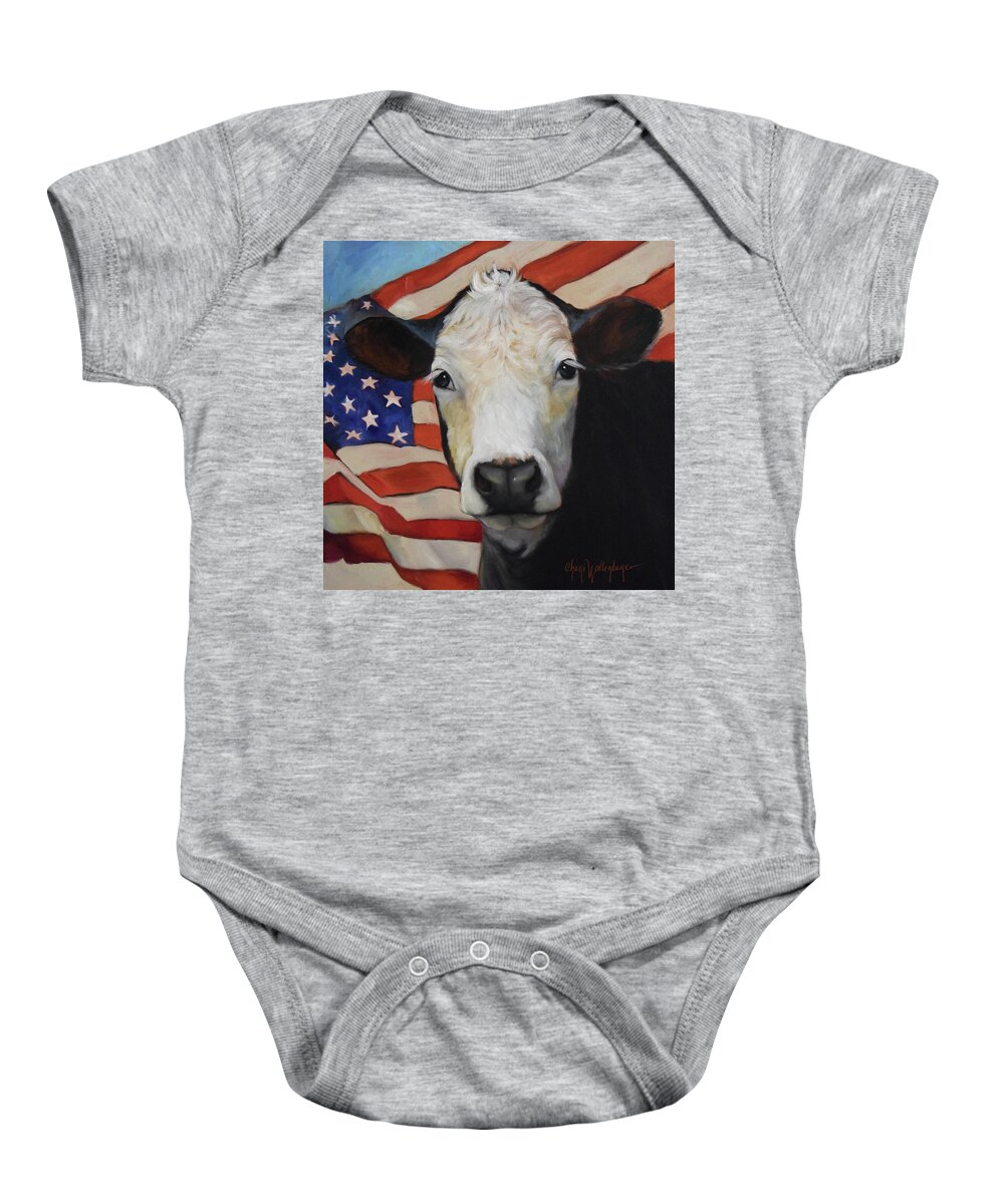 Independence Day Baby Onesie featuring the painting Ms Independence by Cheri Wollenberg