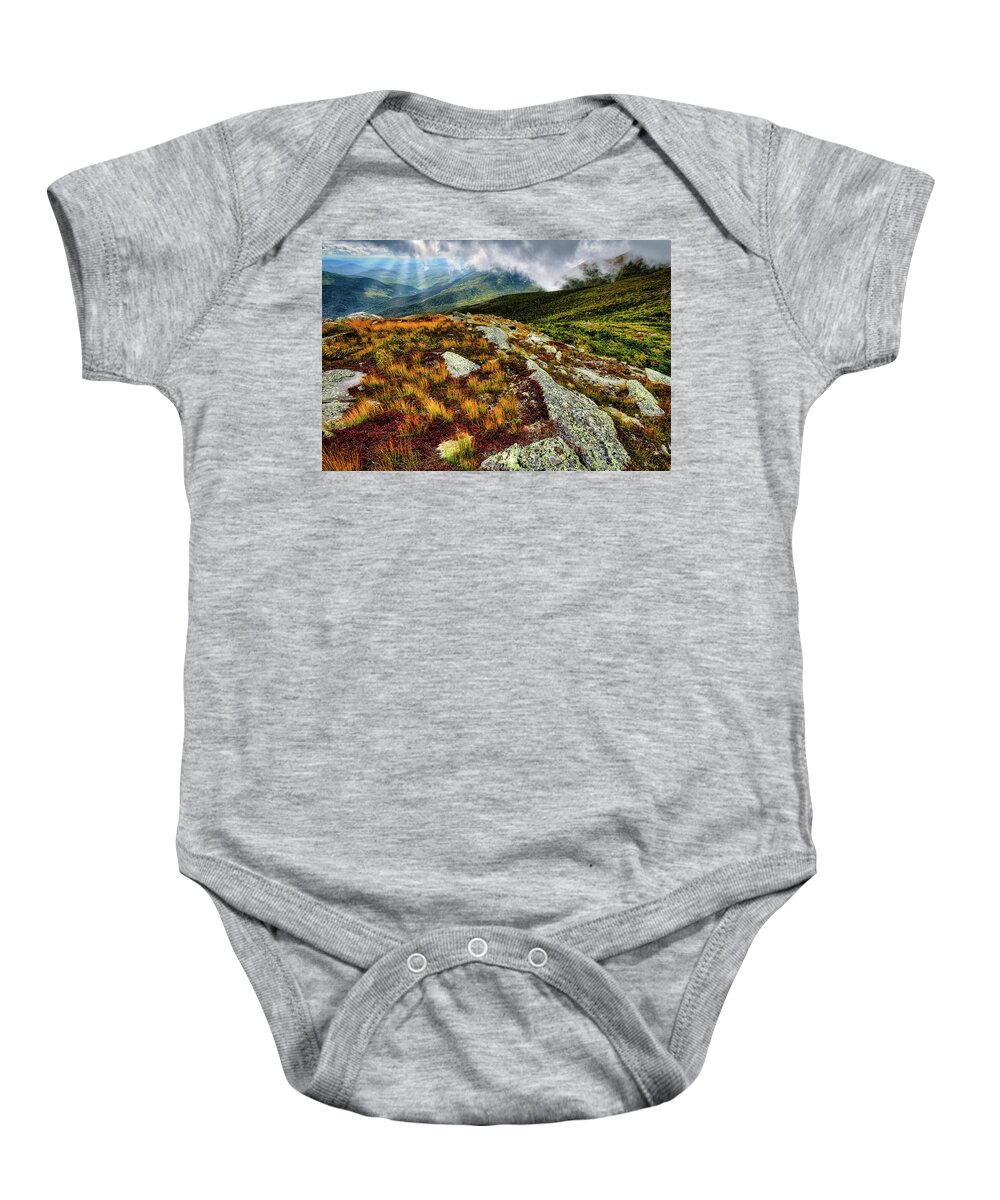 Mt Washington Nh Baby Onesie featuring the photograph Mt. Washington NH, Autumn Rays by Michael Hubley