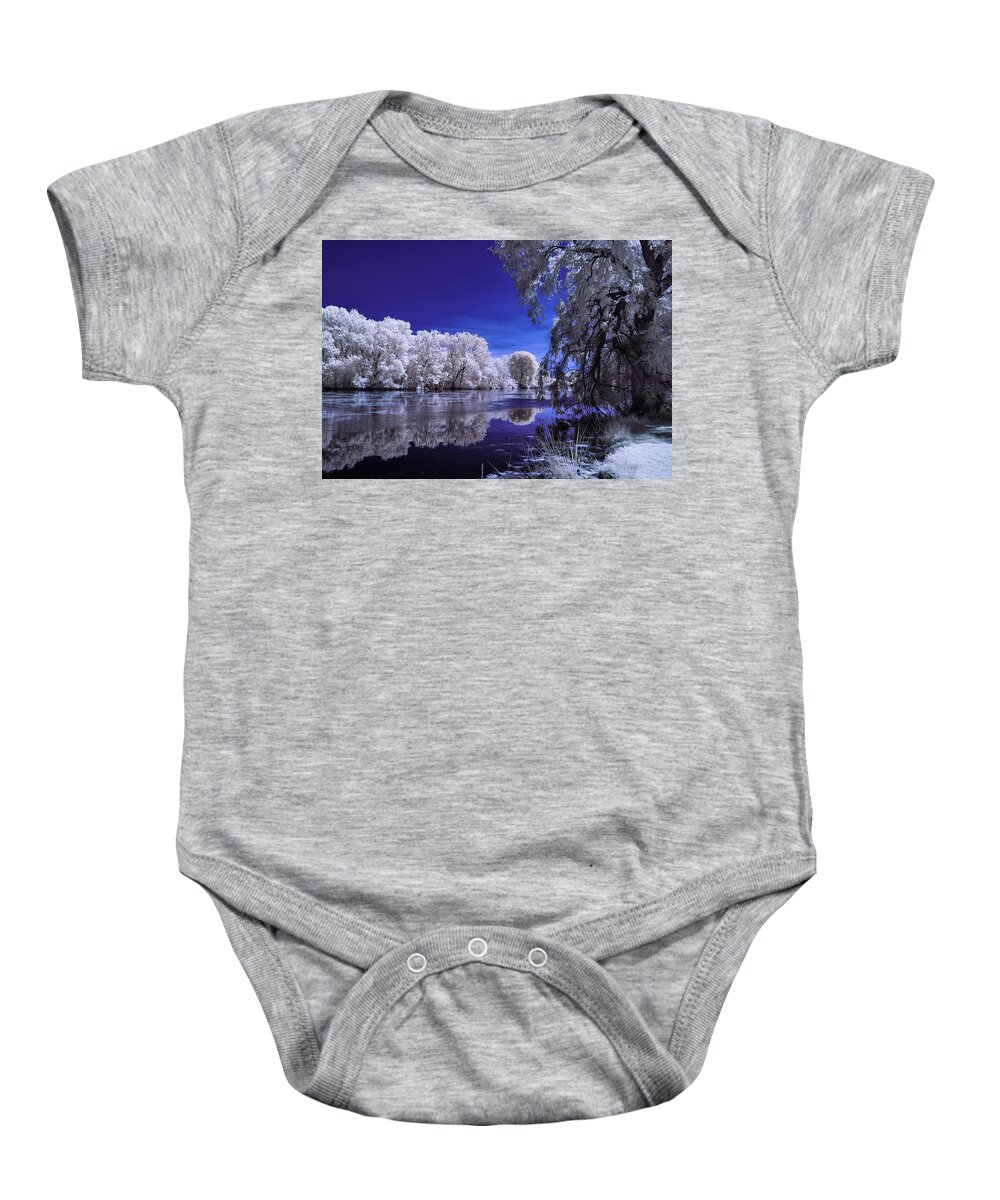  Baby Onesie featuring the photograph Mysteries of the Lagoon by John Roach