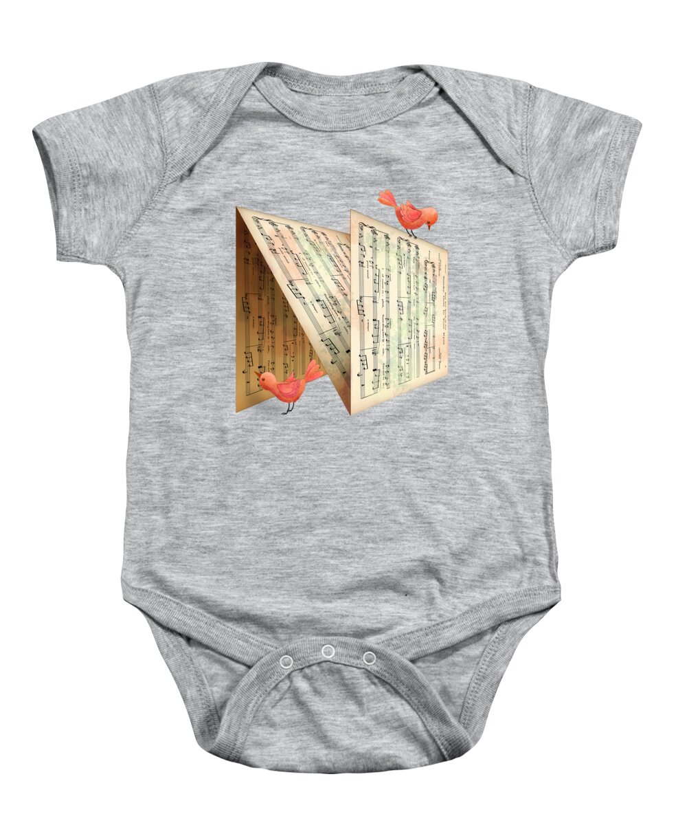 Letter Baby Onesie featuring the digital art N is for Notes by Valerie Drake Lesiak