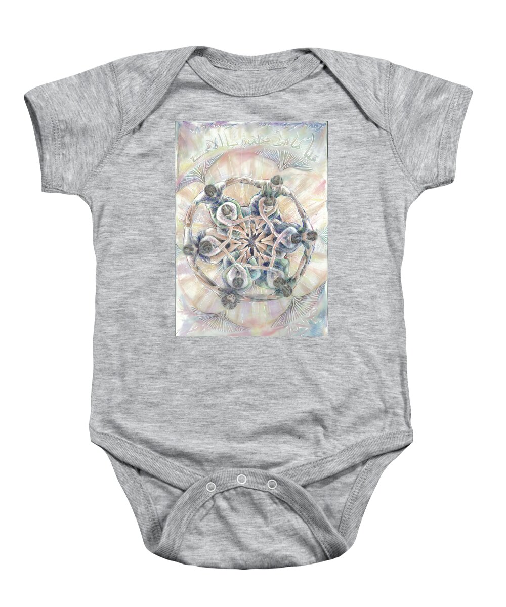 Collaboration Baby Onesie featuring the painting Network by Jeremy Robinson
