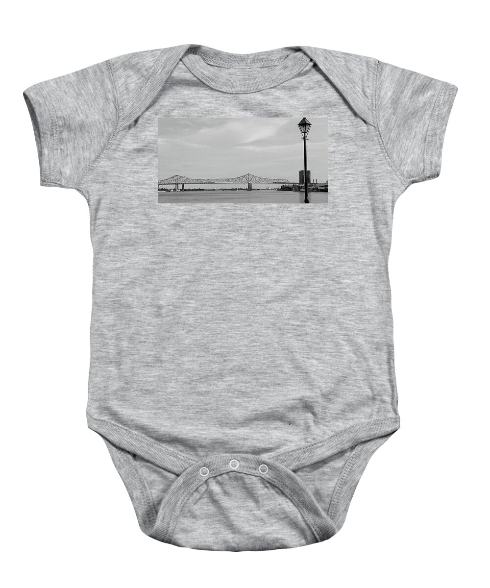 Black And White Baby Onesie featuring the photograph New Orleans Connection by Kelly Thackeray
