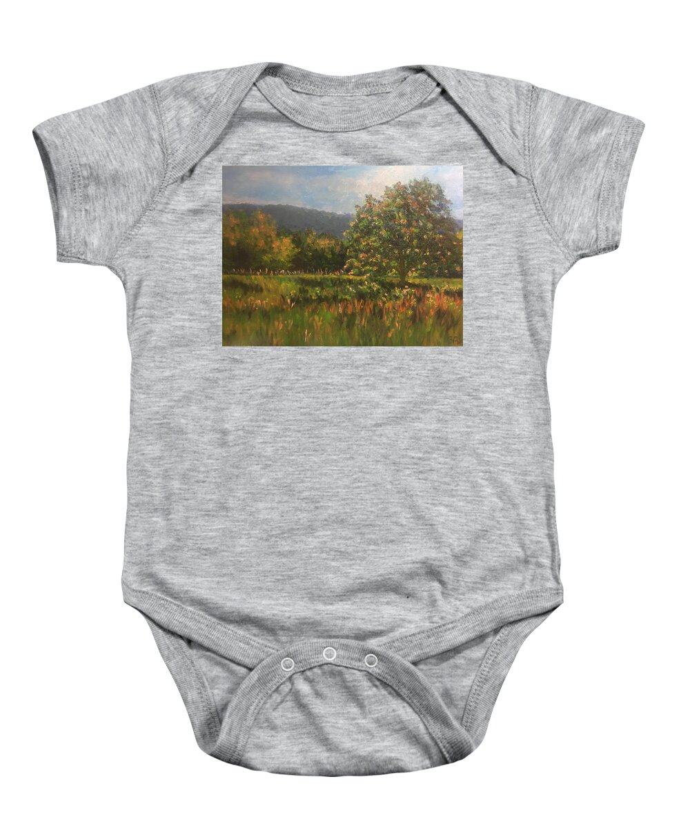 Tree Baby Onesie featuring the painting New Paltz by Beth Riso