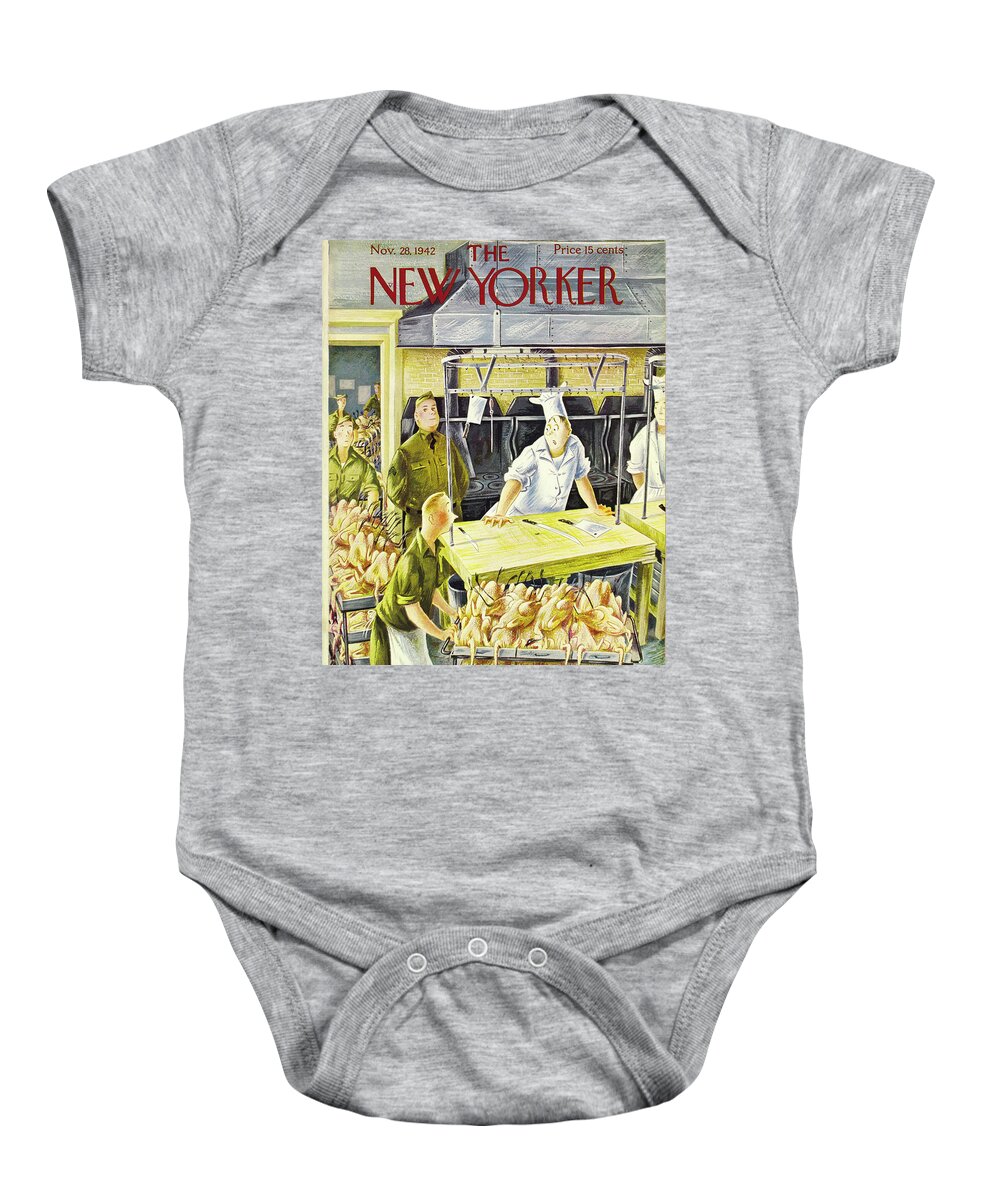Military Baby Onesie featuring the painting New Yorker November 28 1942 by Constantin Alajalov