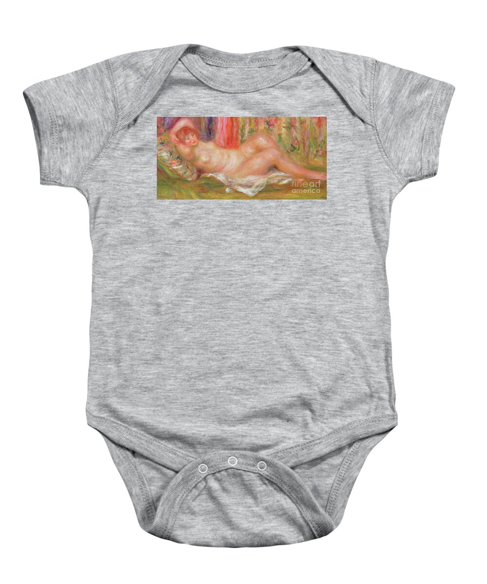 Nude On Couch Baby Onesie featuring the painting Nude on Couch by Pierre Auguste Renoir