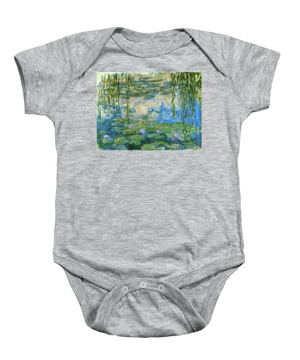 Claude Monet Baby Onesie featuring the painting Nympheas,1916-1919 Canvas,150 x 200 cm Inv. 51 64. by Claude Monet -1840-1926-