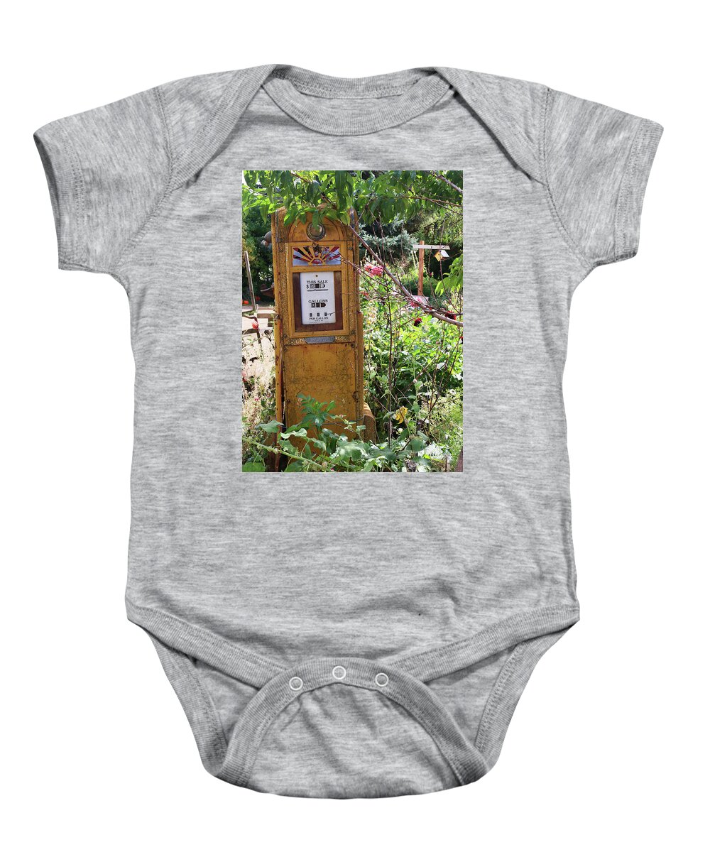 Gasoline Baby Onesie featuring the photograph Old Gas Pump by Jeanette French
