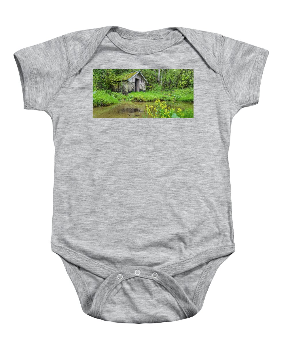 Spring Baby Onesie featuring the photograph Old Spring House by Brook Burling
