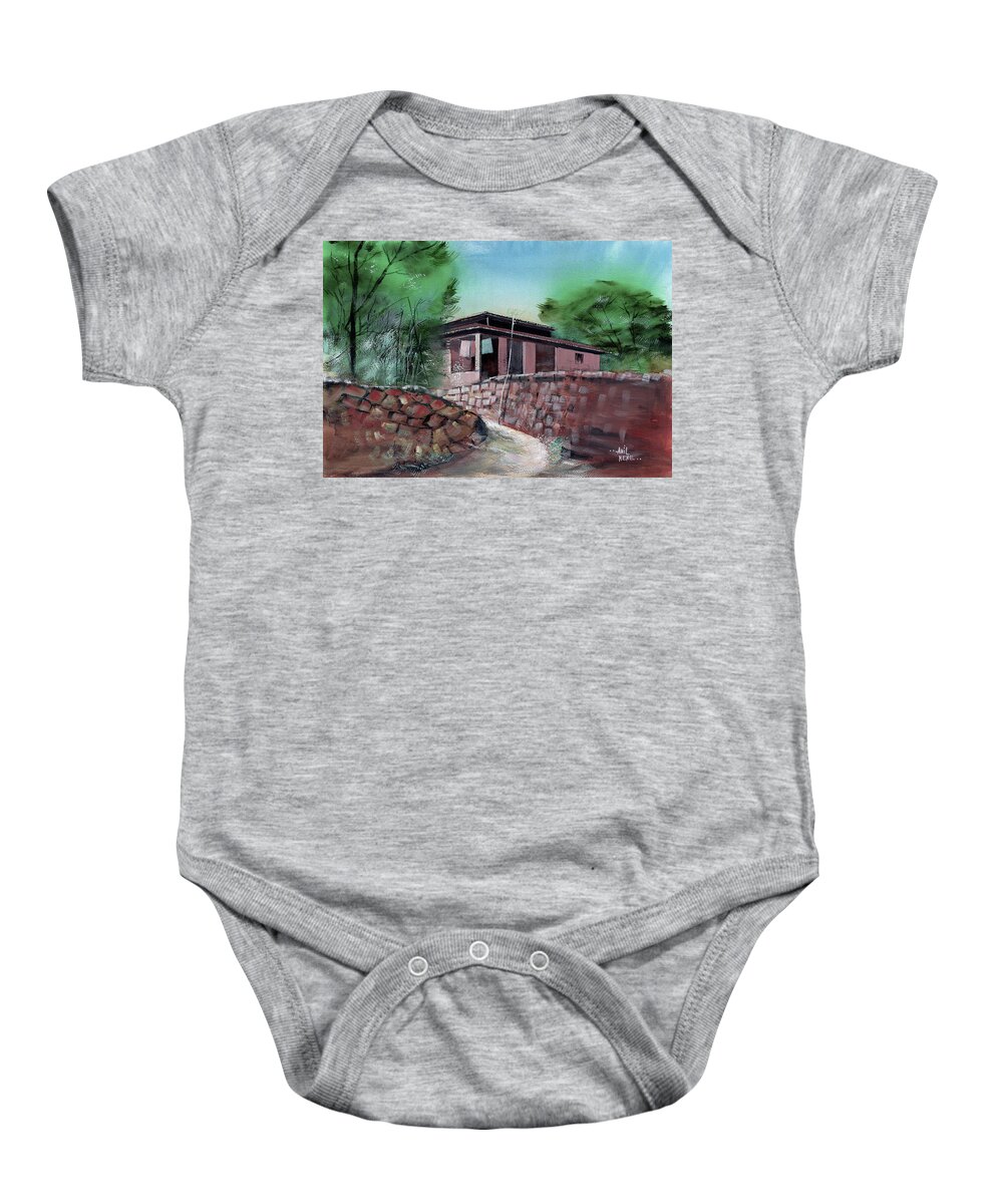 Nature Baby Onesie featuring the painting On The Way 3 by Anil Nene
