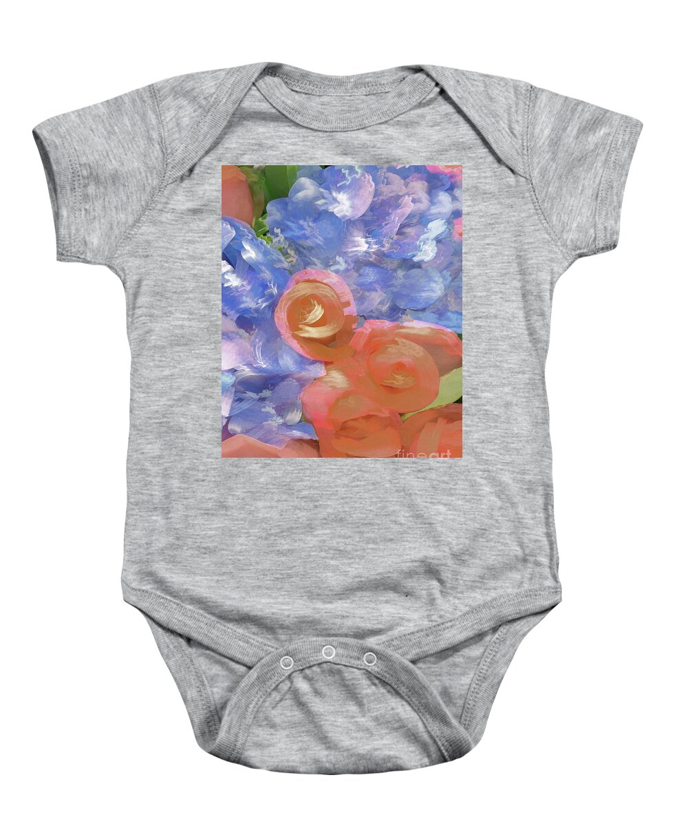 Abstract Baby Onesie featuring the photograph Orange and blue flower pastel by Phillip Rubino