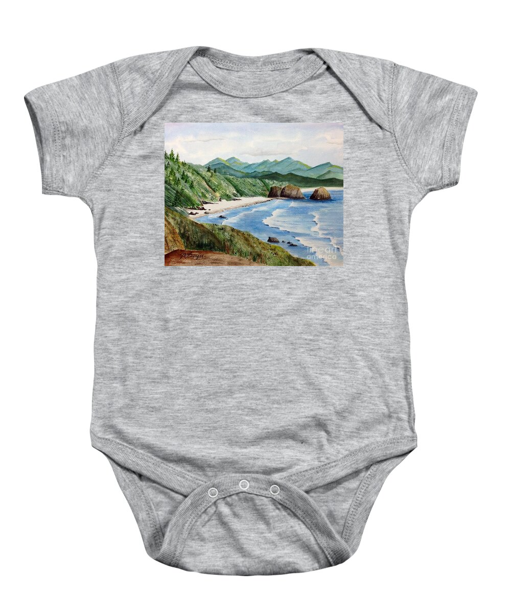 Coast Baby Onesie featuring the painting Oregon Coast by Joseph Burger