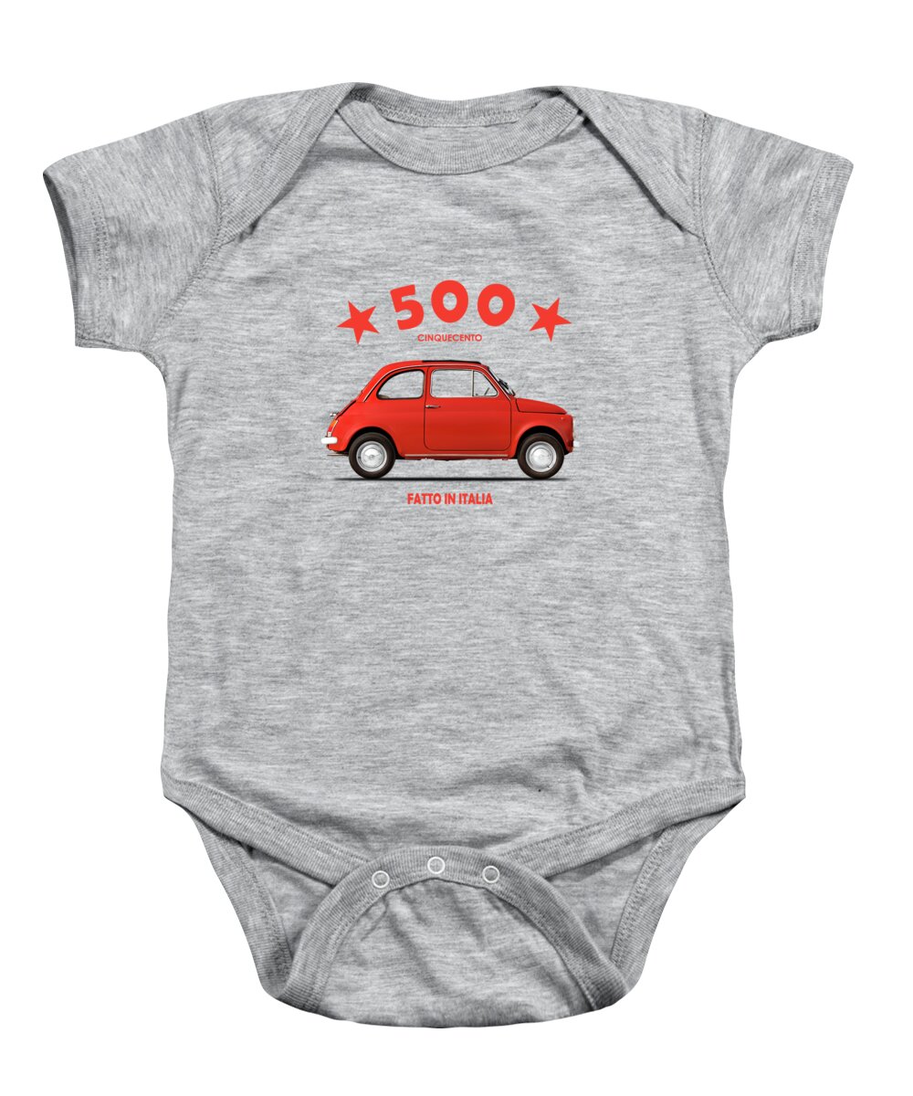 Fiat 500 R 1972 Baby Onesie featuring the photograph Original 500 by Mark Rogan