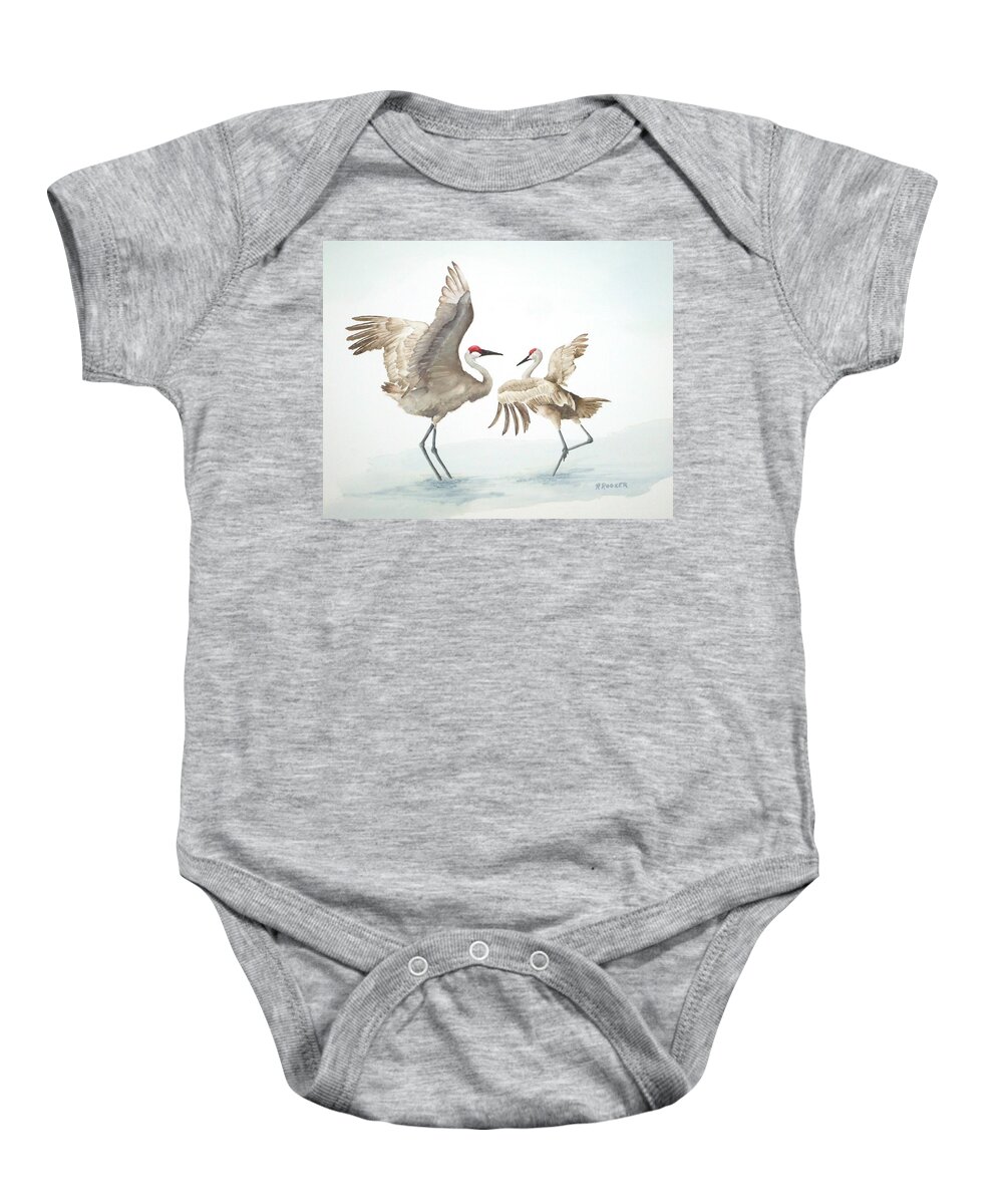 Crane Baby Onesie featuring the painting Overture by Richard Rooker