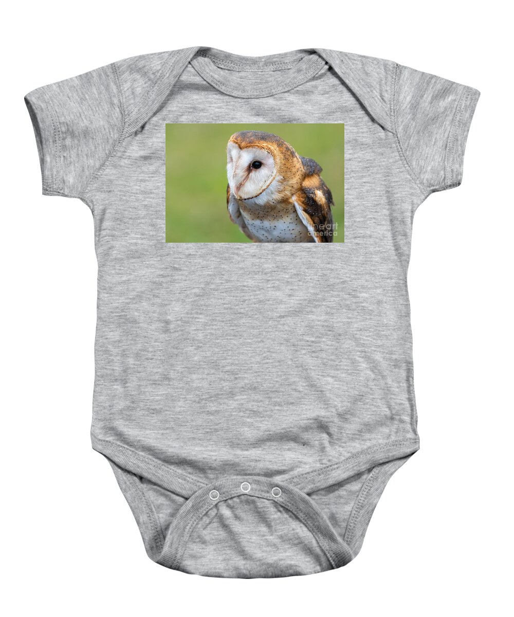 Photography Baby Onesie featuring the photograph Common Barn Owl Portrait by Alma Danison