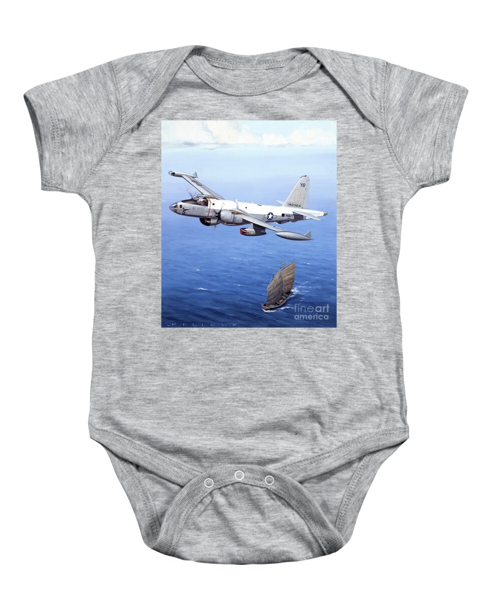 Military Aircraft Baby Onesie featuring the painting Lockheed P2V-7 Neptune by Jack Fellows
