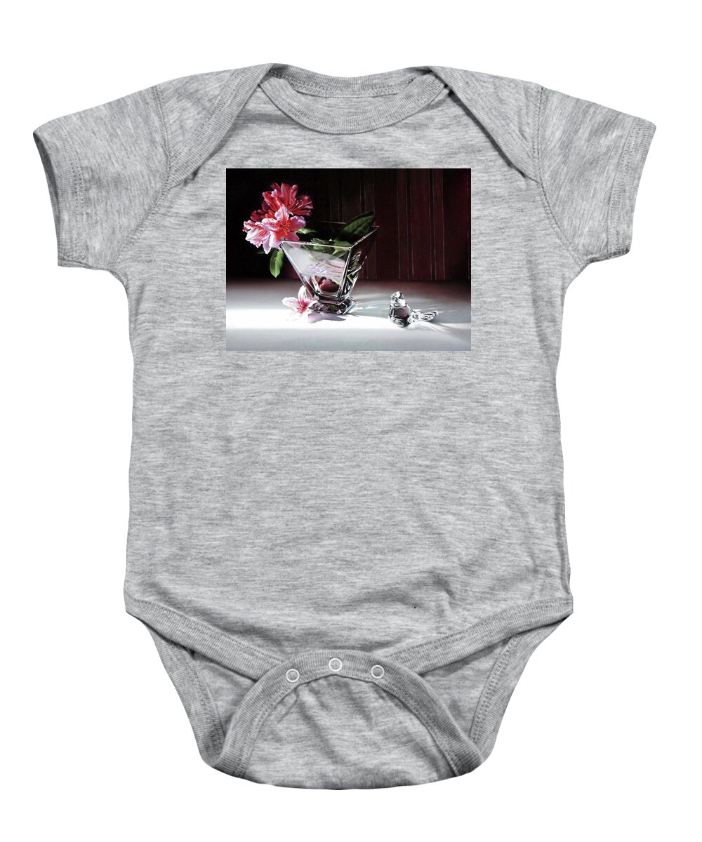 Clear Glass Vase Baby Onesie featuring the pastel Paper and Glass by Dianna Ponting