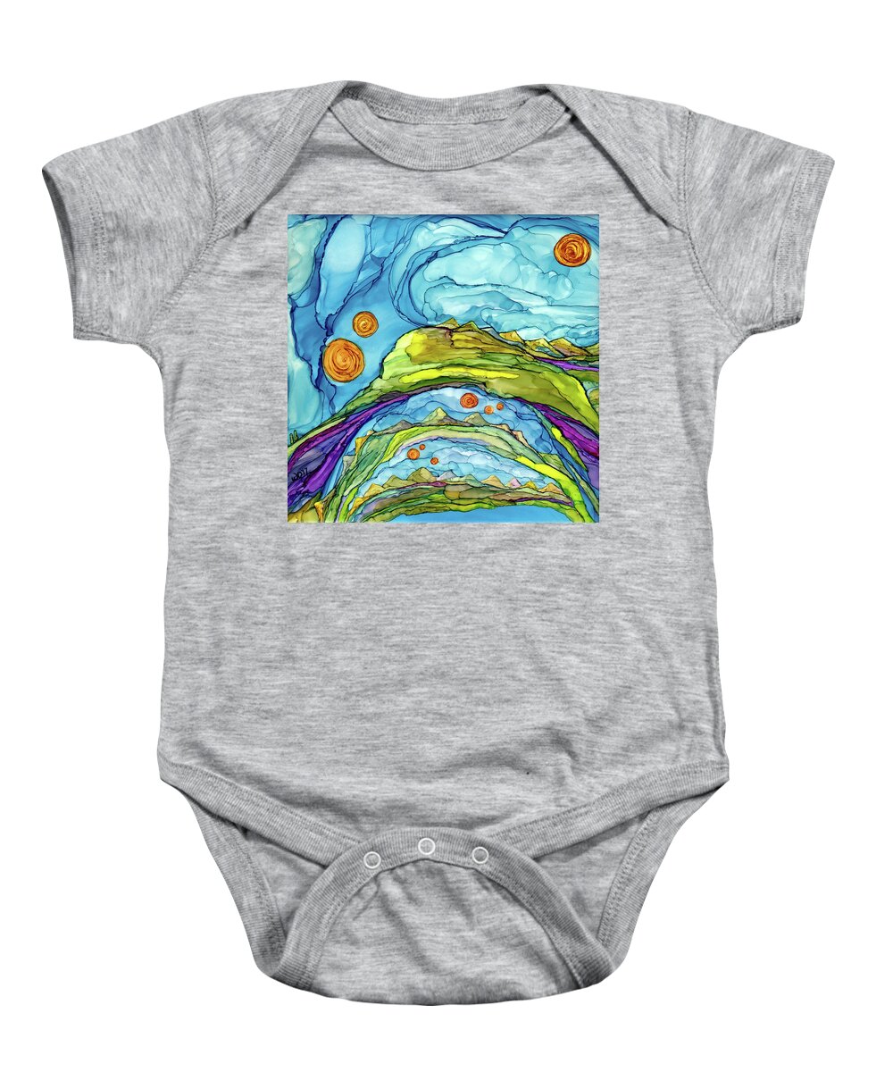 Dreamscape Baby Onesie featuring the painting Parallelity by Winona's Sunshyne