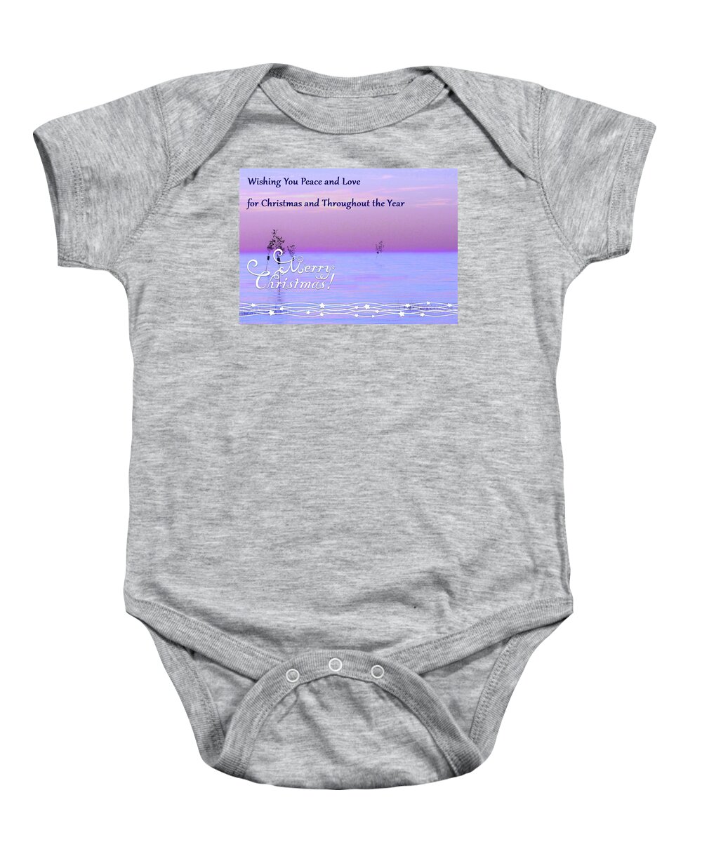 Christmas Baby Onesie featuring the photograph Peace and Love for Christmas Card by Sharon Williams Eng