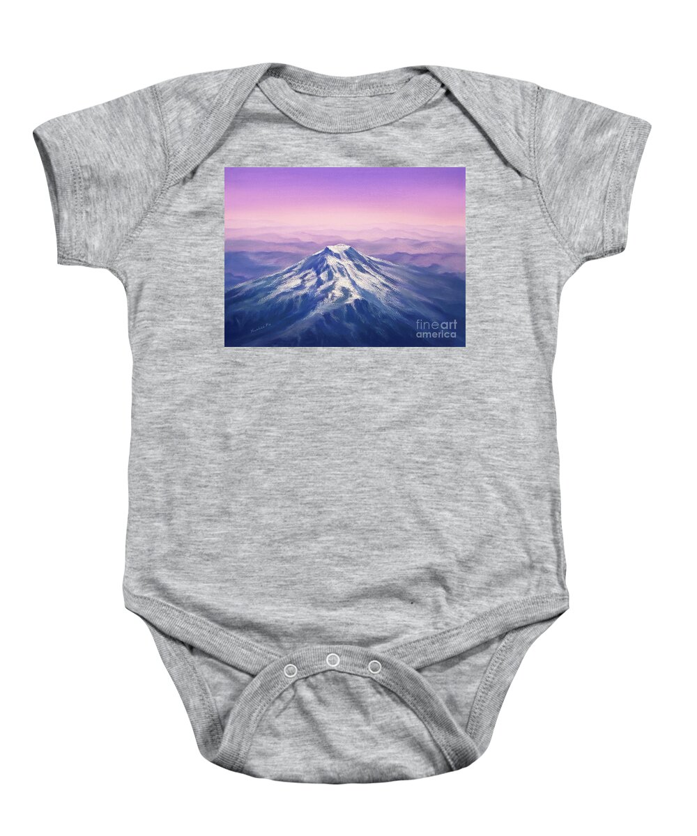 Mount Rainier Baby Onesie featuring the painting Peace on Earth - Mount Rainier by Yoonhee Ko