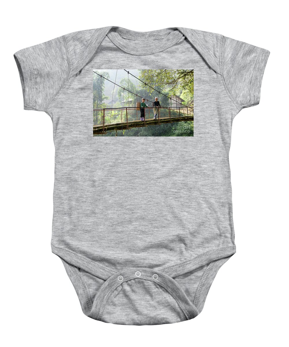 Sapa Baby Onesie featuring the photograph People and children from Sapa, mountainous area of northern Vietnam in their daily life. by Joaquin Corbalan
