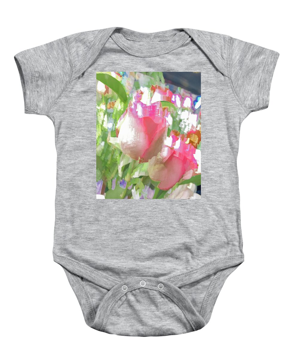 Abstract Baby Onesie featuring the photograph Pink rose blur abstract by Phillip Rubino