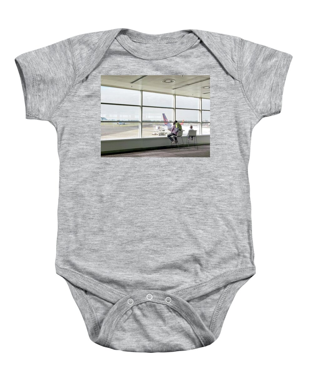Airport Baby Onesie featuring the photograph Plane Observers by Inge Elewaut