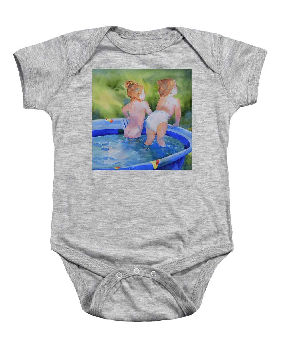 Children Baby Onesie featuring the painting Pool Nymphs by Celene Terry