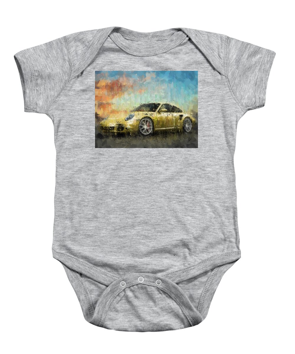 Impressionism Baby Onesie featuring the painting Porsche 911 Turbo by Vart Studio