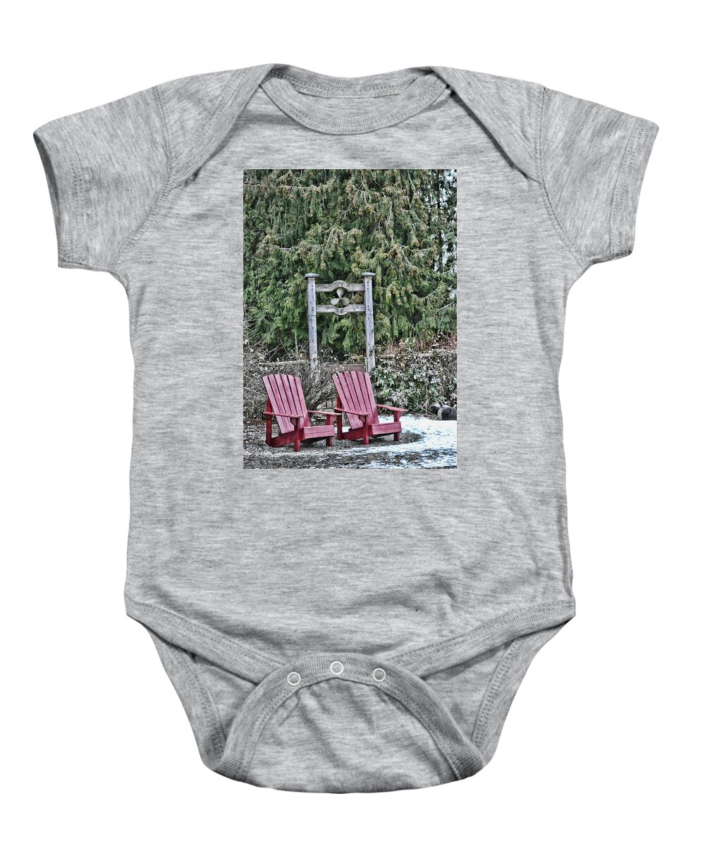 Chair Baby Onesie featuring the photograph Prop Chairs by Vivian Martin