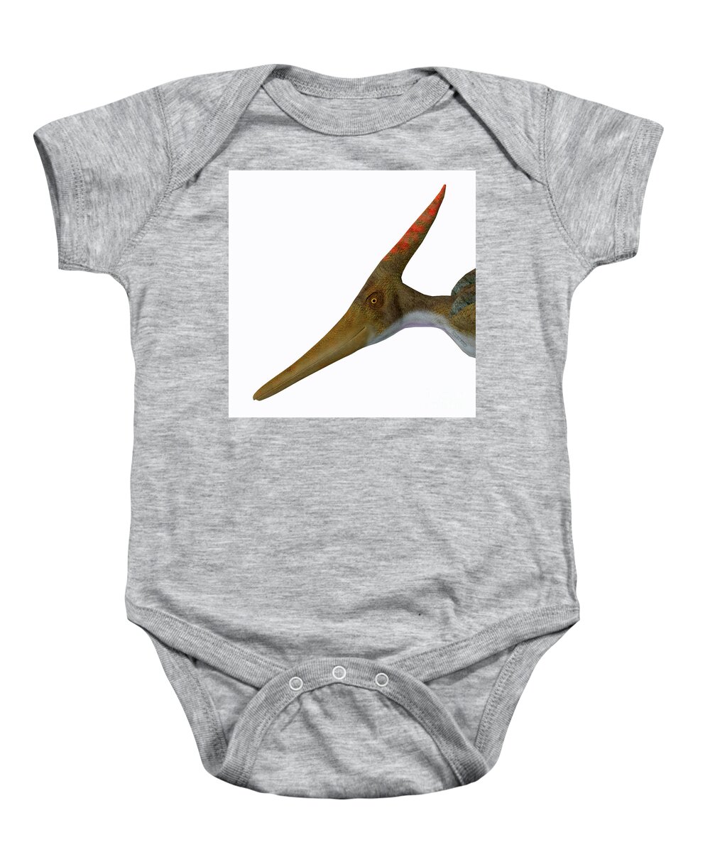Pteranodon Baby Onesie featuring the digital art Pteranodon Reptile Head by Corey Ford