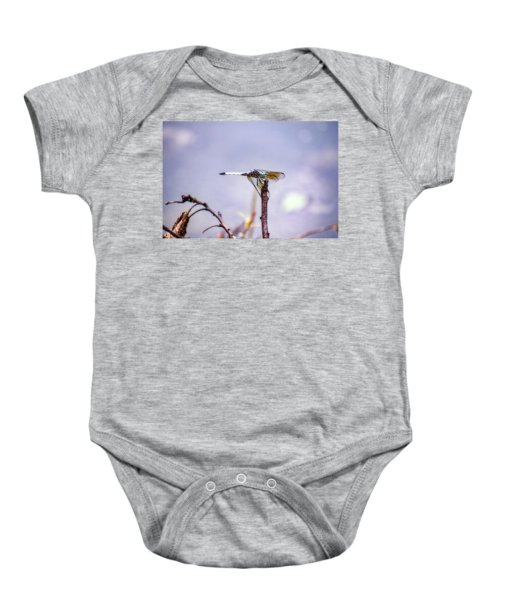 Dragon Fly Baby Onesie featuring the photograph Purple Dragon Fly by Michelle Wittensoldner